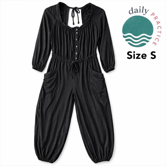 Daily Practice by Anthropologie Pants - Daily Practice Anthropologie Mayotte Jumpsuit Black Long Sleeve Boho Size S